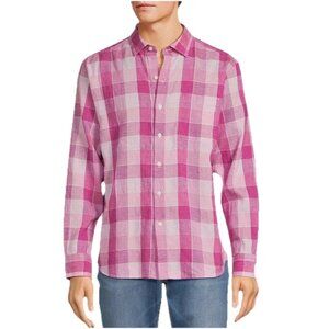 Tommy Bahama Barbados Breeze Beach Day Checked Shirt Mens Small Festival Pink